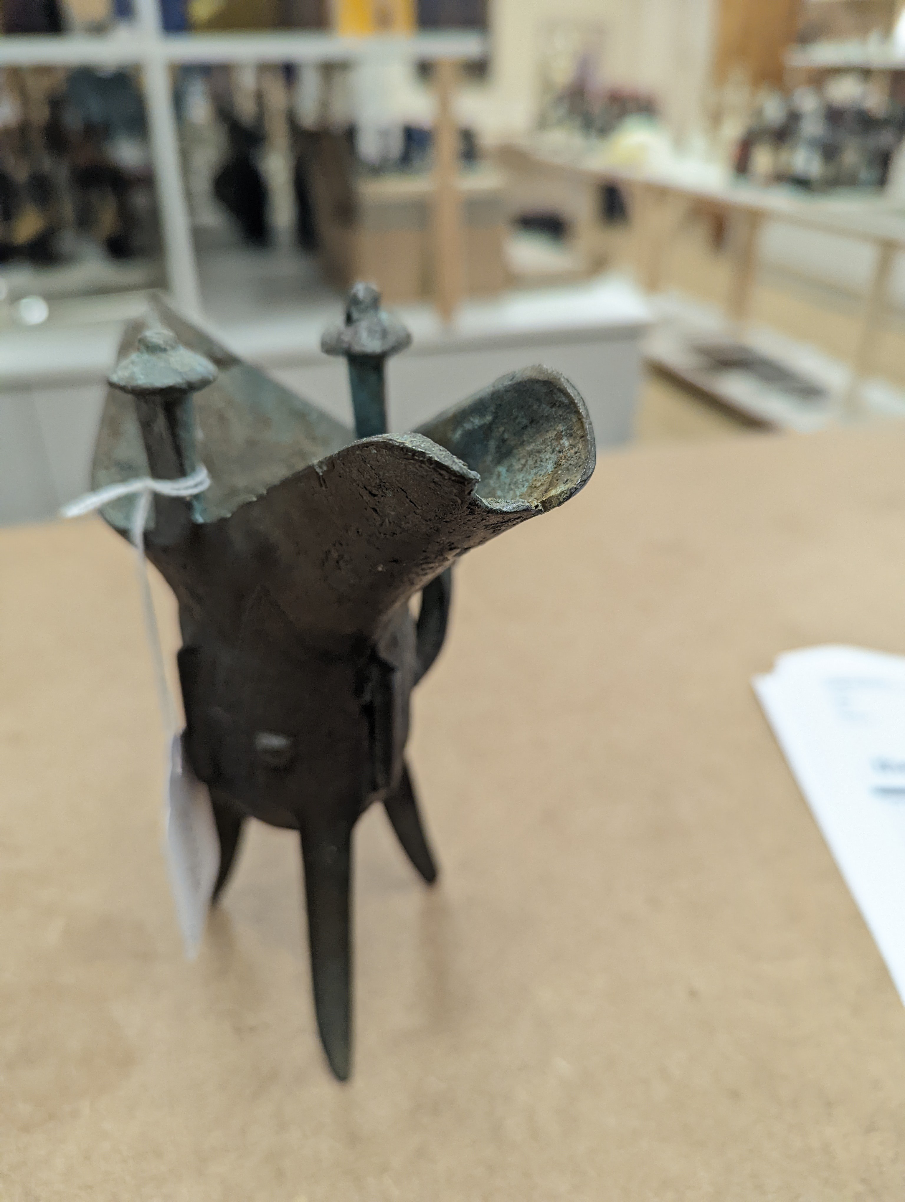 Two Chinese bronze tripod vessels, Qing or later, tallest 19cm